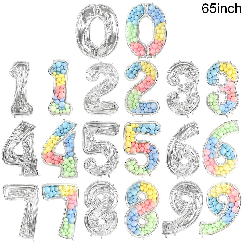 68inch Large Foil Number Balloon DIY Filling Frame 1st 18th Birthday