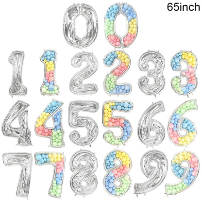 68inch Large Foil Number Balloon DIY Filling Frame 1st 18th Birthday