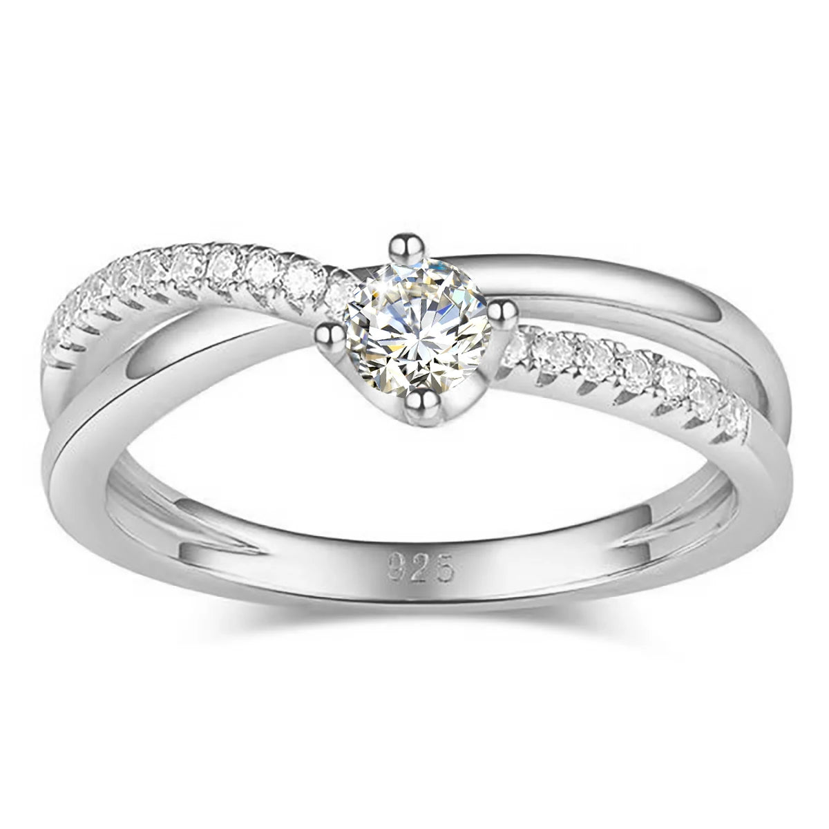Certificated Moissanite Rings For Women Solid 925 Sterling Silver Eternity