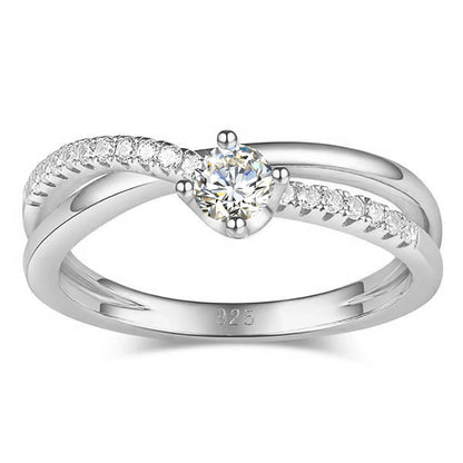 Certificated Moissanite Rings For Women Solid 925 Sterling Silver Eternity