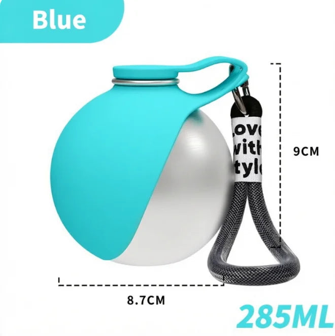 Pet Portable 285ML Water Bottle 304 Stainless Steel Foldable Basin Food-Grade Silicone Blue Pink Outdoor Pet Drinking Solution