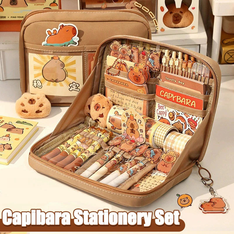 Capybara Stationery Set Students Large-Capacity Pen Pouch Creative