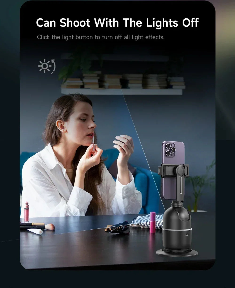 VIKEFON Estabilizador de cardán con seguimiento facial automático inteligente 360° Trípode con palo selfi