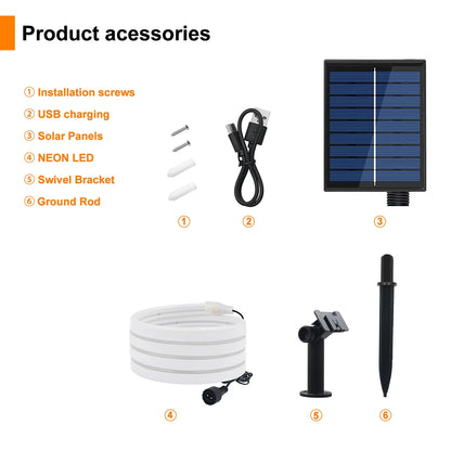 Solar LED Neon Strip Light 5m 10m DC 24V 120LED/m 2835 Flexible Lights 6x12mm Waterproofof