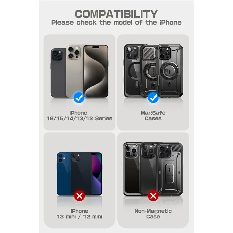 Soporte magnético tipo trípode SUPCASE con tarjetero para iPhone 16/15/14/13/12