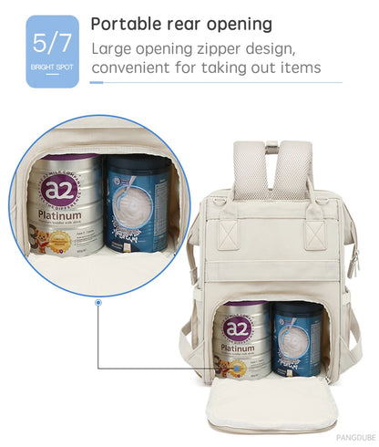 PANGDUBE Baby Nappy Bag with 2pcs Stroller Hooks Mummy Bag Backpack Waterproof