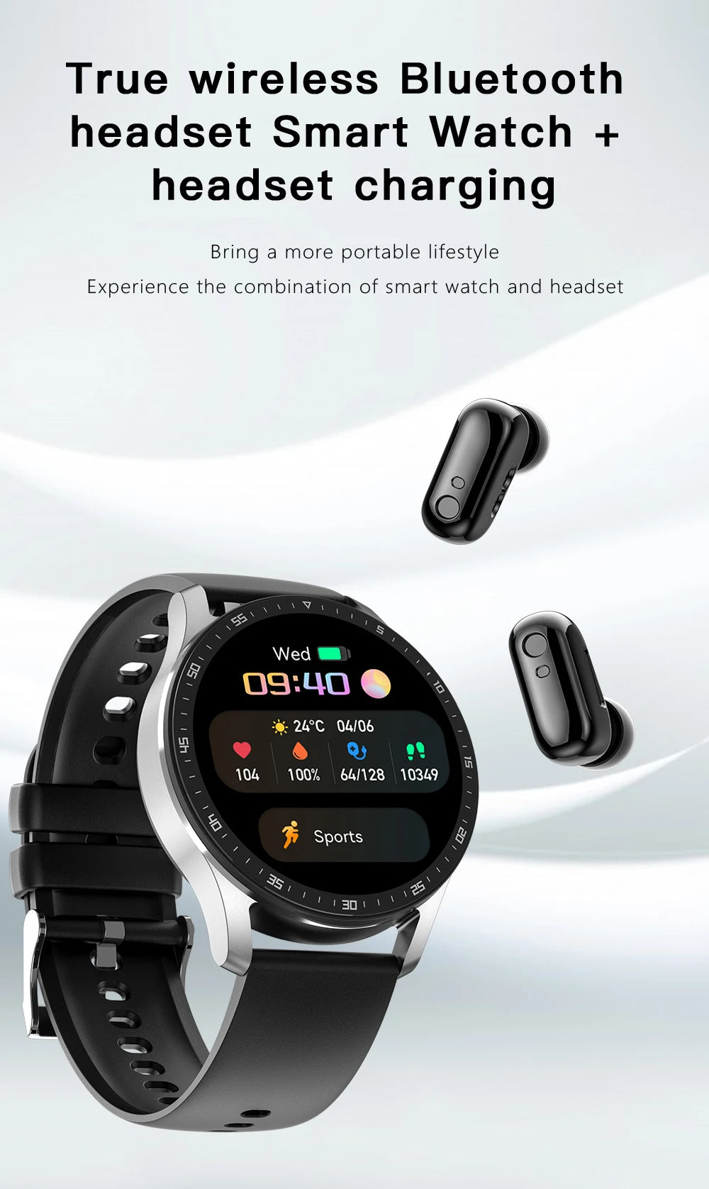 GEJIAN X10 Headset Smart Watch TWS Two In One Wireless Bluetooth Dual Headset Call