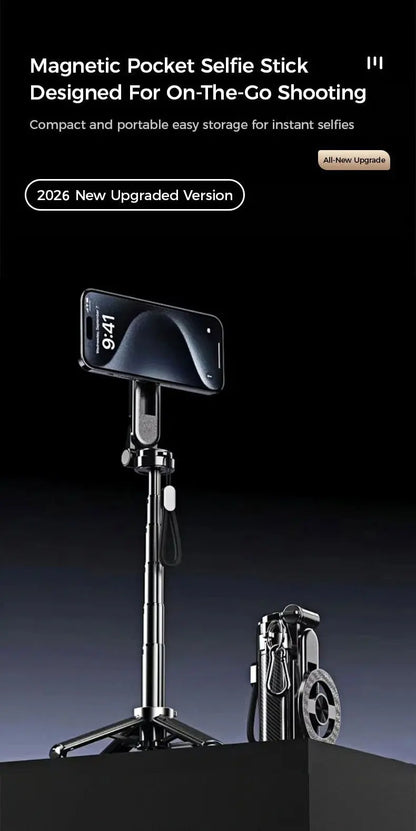 4-in-1 Multifunctional Magnetic mini Selfie Stick with 360° Rotation Wireless Bluetooth