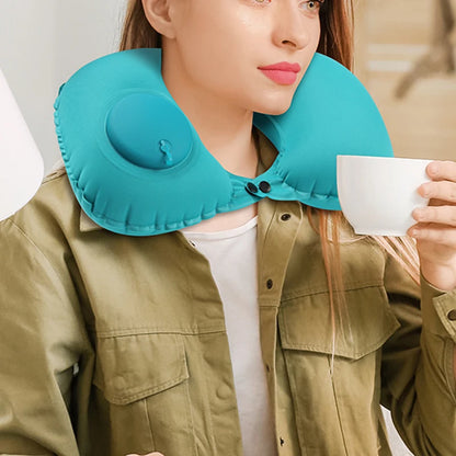 U-shaped Automatic Air Inflatable Pillow Neck Cushion Portable travel