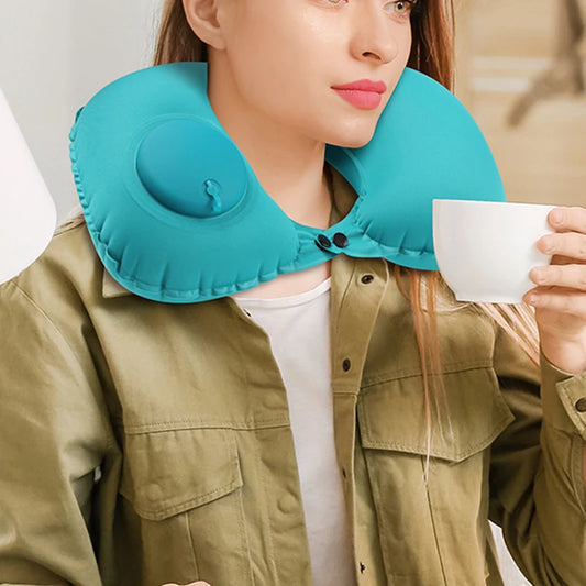 U-shaped Automatic Air Inflatable Pillow Neck Cushion Portable travel