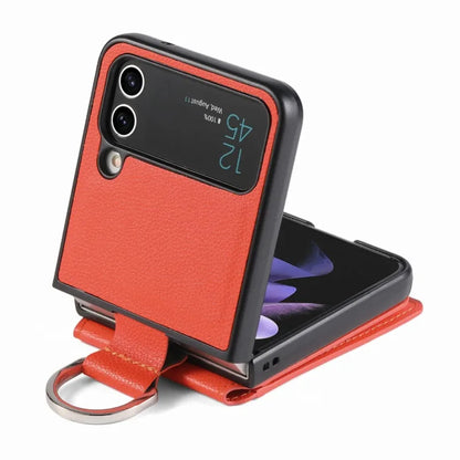 multifunction Card Slot Lychee leather Phone Case for Samsung Z Flip 6 5 4 3