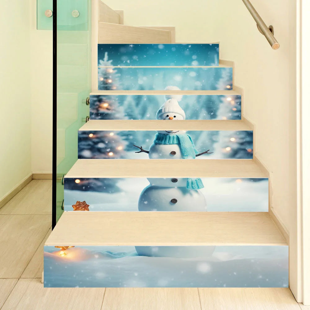 6PCS Christmas Staircase Background Cloth Xmas decoration 2025 Xmas