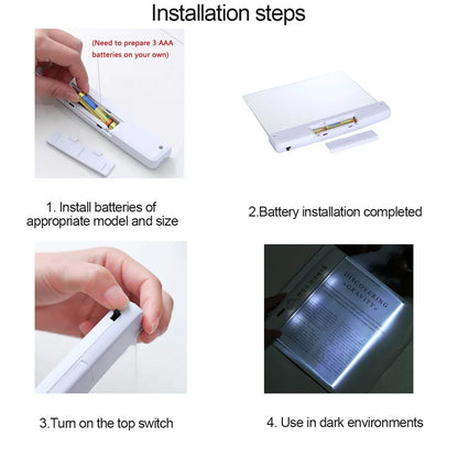 1pc LED Flat Panel Night Vision Reading Light Eye Protection