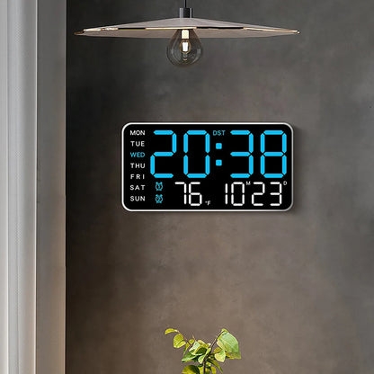 Large Digital Wall Clock Temp Date Week Display Remote Control USB