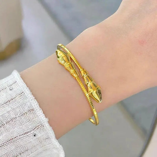 Luxury 24K 9999 Pure Gold real gold Snake Women's Bracelet