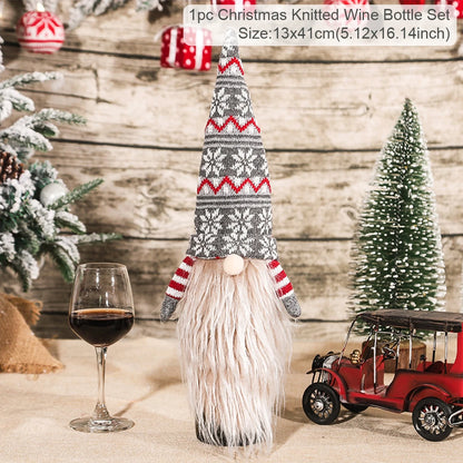 Christmas Wine Bottle Cover Merry Christmas Decoration For Home