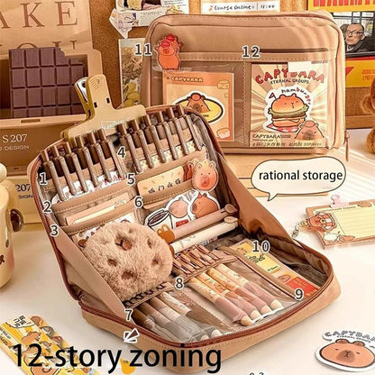 Capybara Stationery Set Students Large-Capacity Pen Pouch Creative