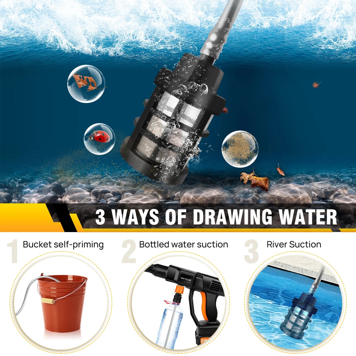 DayPlus Cordless Pressure Washer,6-in-1 Portable Pressure Washer