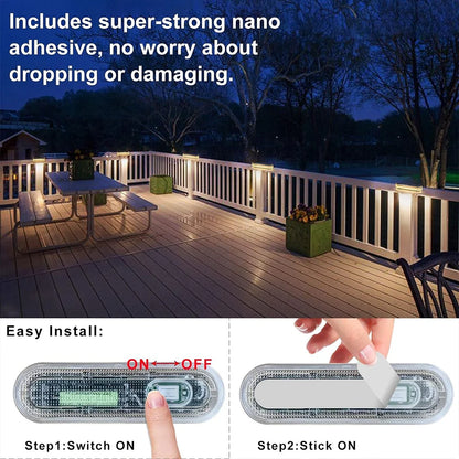 Solar Powered LED Outdoor Deck Lights IP68 Waterproof Automatic On/Off
