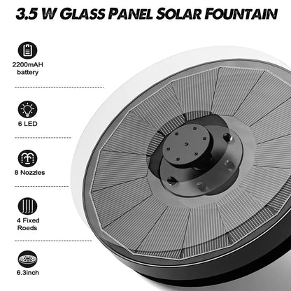 Solar Fountain Pump for Bird Bath with Lights,3.5W Solar Water Fountain