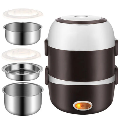 Fiambrera eléctrica portátil 1 botella de acero inoxidable plástico 2 en 1 para coche y hogar