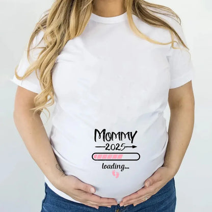 2025 New Cute Dad +Mom+ Baby Printed Couple Maternity T-Shirt Pregnancy