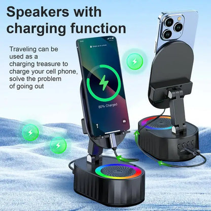 Wireless Induction Audio Bluetooth Speaker 5in1 Cellphone Holder