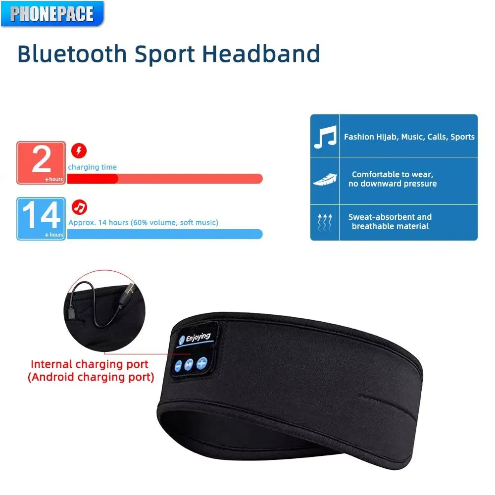 HOMEFISH BT Earphones Sports Sleeping Headband Elastic Wireless Headphones