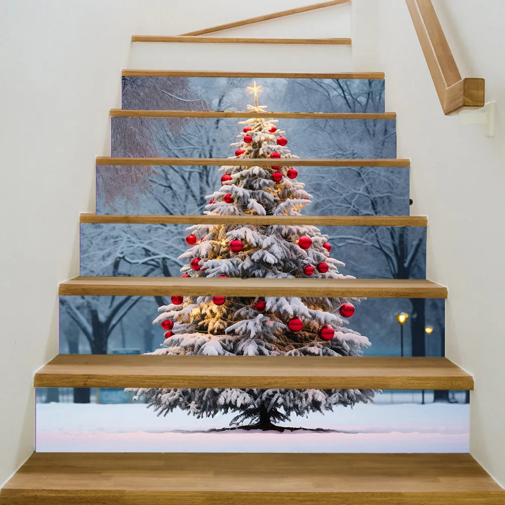 6PCS Christmas Staircase Background Cloth Xmas decoration 2025 Xmas