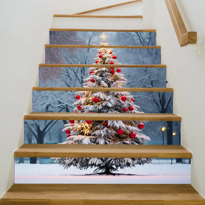 6PCS Christmas Staircase Background Cloth Xmas decoration 2025 Xmas