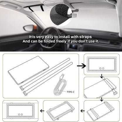 Espejo de vanidad para visera de coche, espejo de maquillaje con 3 modos de luz y 60 LED