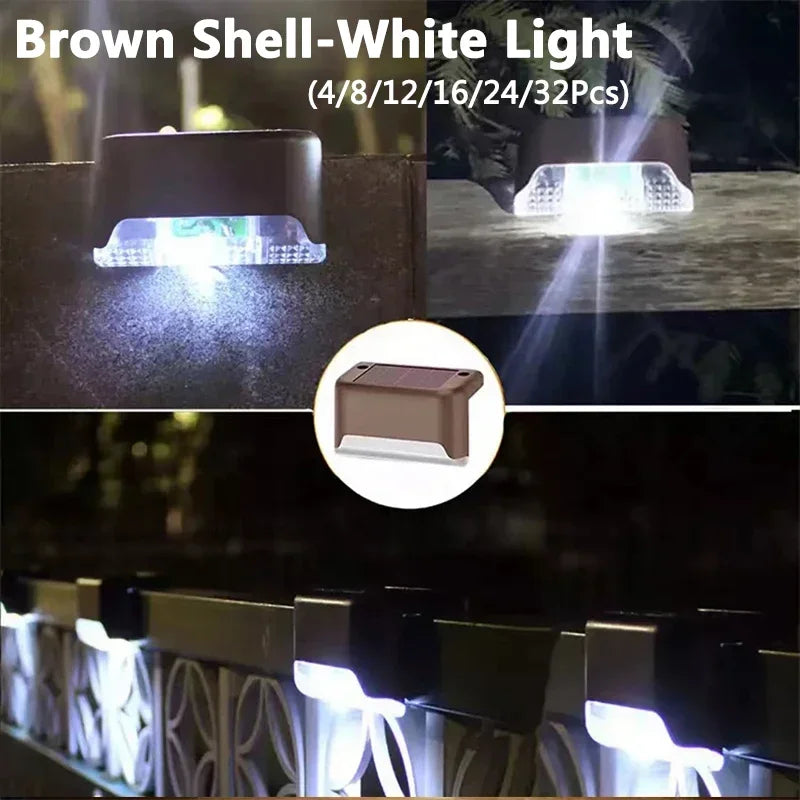 32/24/16/12/8/4 Uds. Luces solares de cubierta, impermeables para exteriores, luces LED para vallas, escalones de jardín