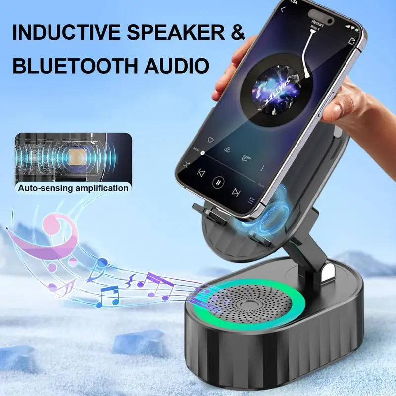 Wireless Induction Audio Bluetooth Speaker 5in1 Cellphone Holder