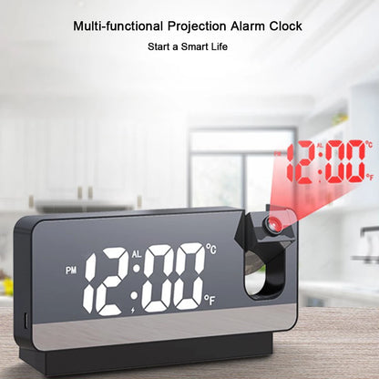 Digital Projection Alarm Clock 180° Rotating Ceiling Wall Projector USB Powered LED