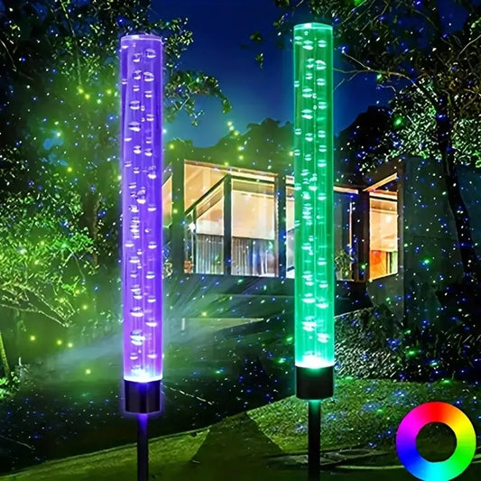1/2 piezas de luz solar de burbuja para jardín, luz solar que cambia de color para exteriores