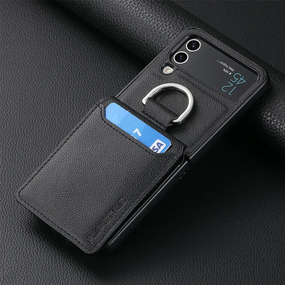 multifunction Card Slot Lychee leather Phone Case for Samsung Z Flip 6 5 4 3