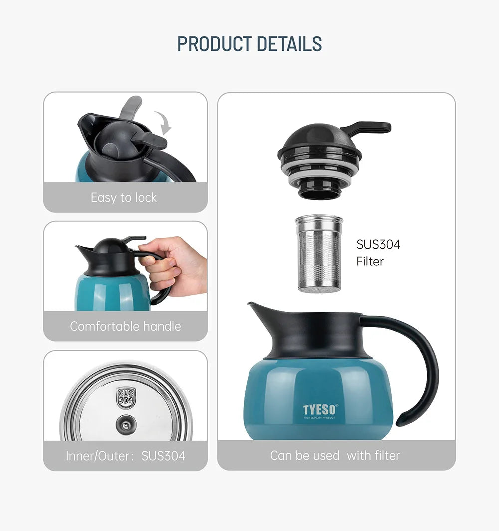 Tyeso Pumpkin-Shaped Thermos Steel Insulated Tea Infuser Hot Cold Water Bottle