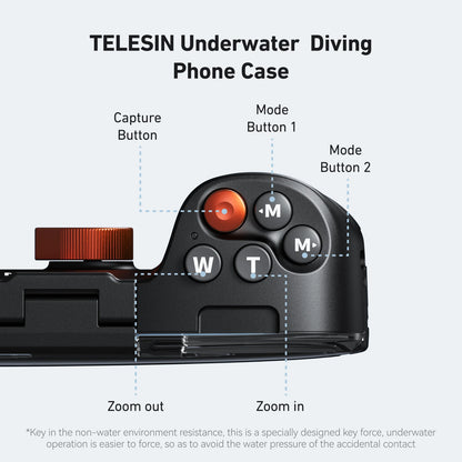 Carcasa Impermeable TELESIN para Teléfono de Buceo, Soporte Universal para Teléfono con Empuñadura