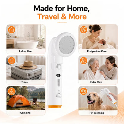 Electric Portable Bidet, 2-in-1 Shower & Bidet Nozzle, Rechargeable Travel Sprayer