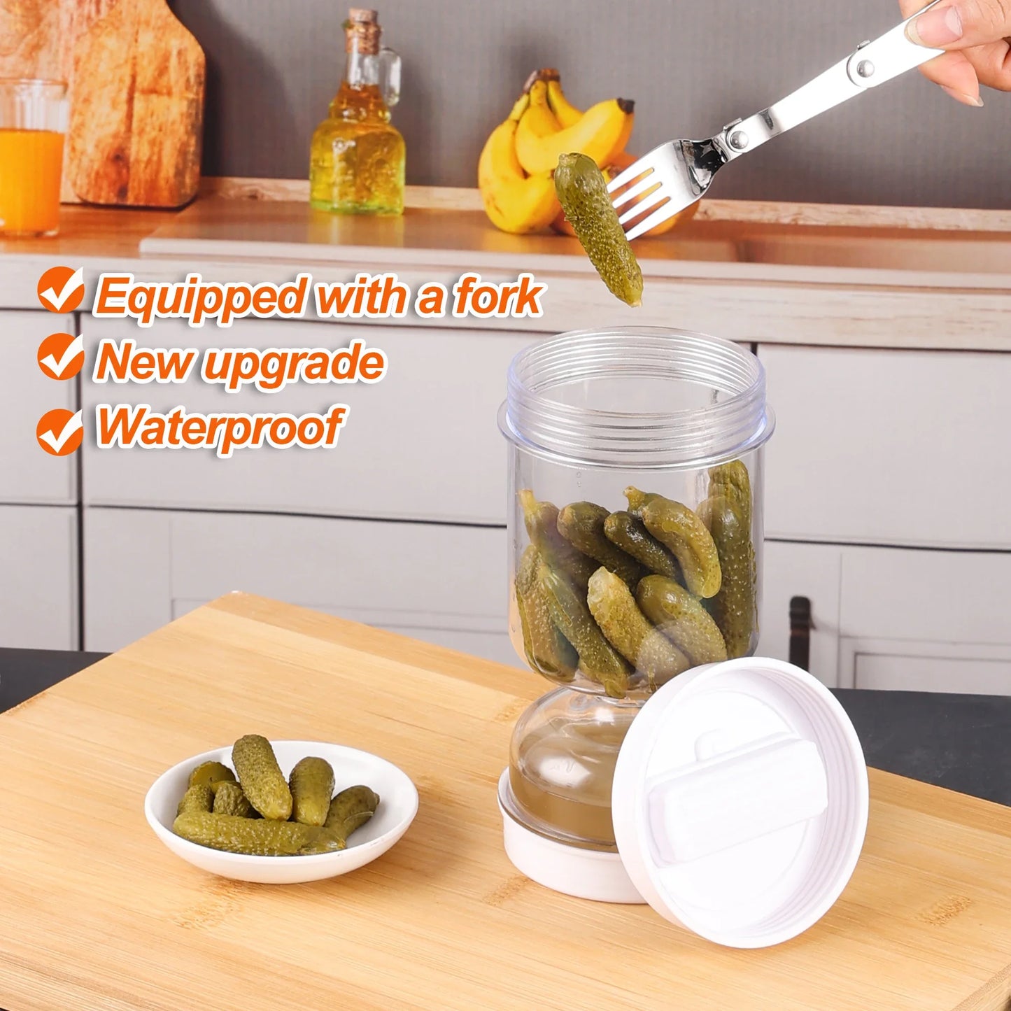 Olive and Pickle Strainer Jar, New Olive Container Hourglass Jar