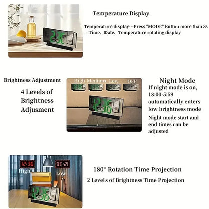 Projection alarm clock  multifunction Intelligent luminous clock Bedroom