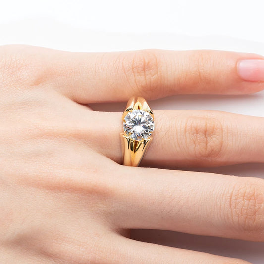 3 Carat Moissanite Ring 925 Sterling Silver Woman Yellow Color Wedding