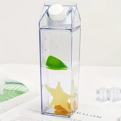 Vaso de agua con diseño de caja de leche transparente súper caliente de 500/1000 ml, estilo coreano