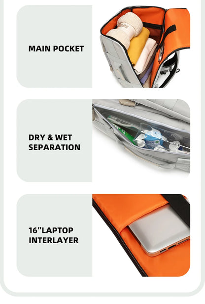 Travel Backpack Business Bag Wet and Dry Separation Shoulder Bags Multi-compartment