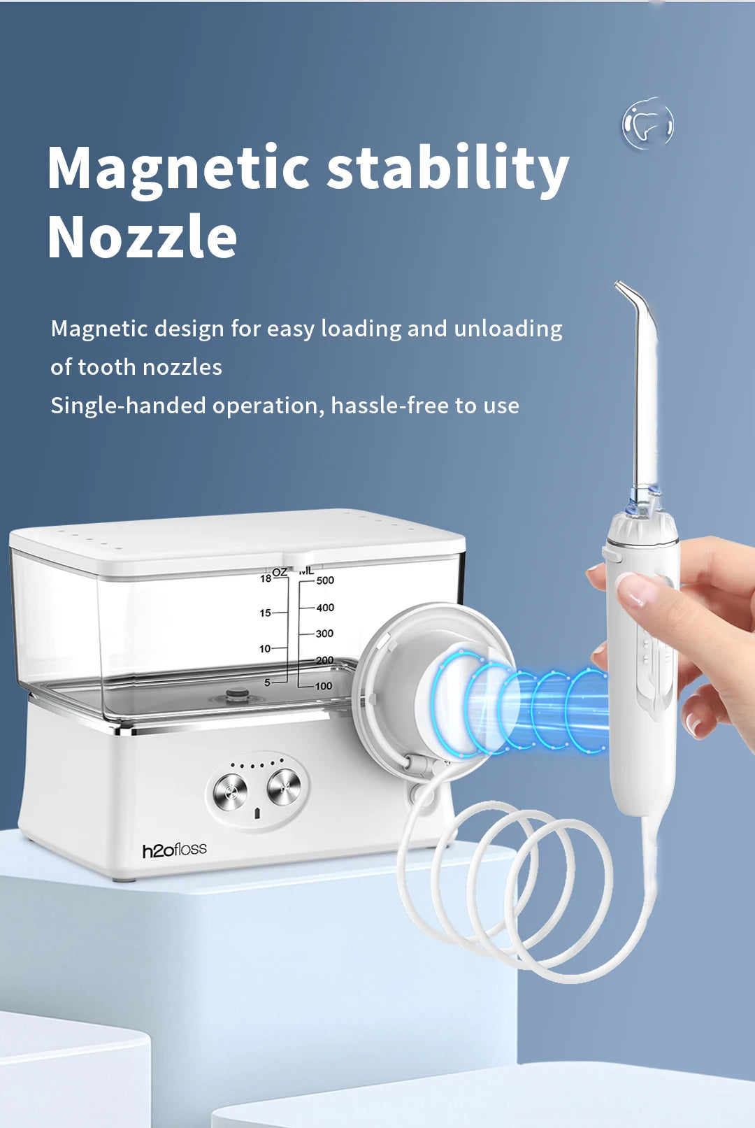 H2ofloss Tabletop Portable Water Flosser for Teeth Dental Oral Irrigator
