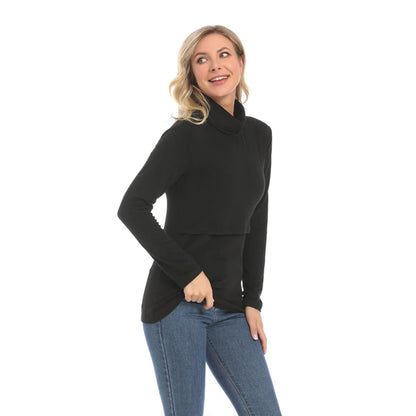 Autumn Winter Maternity Clothes Turtleneck Warm Long Sleeve