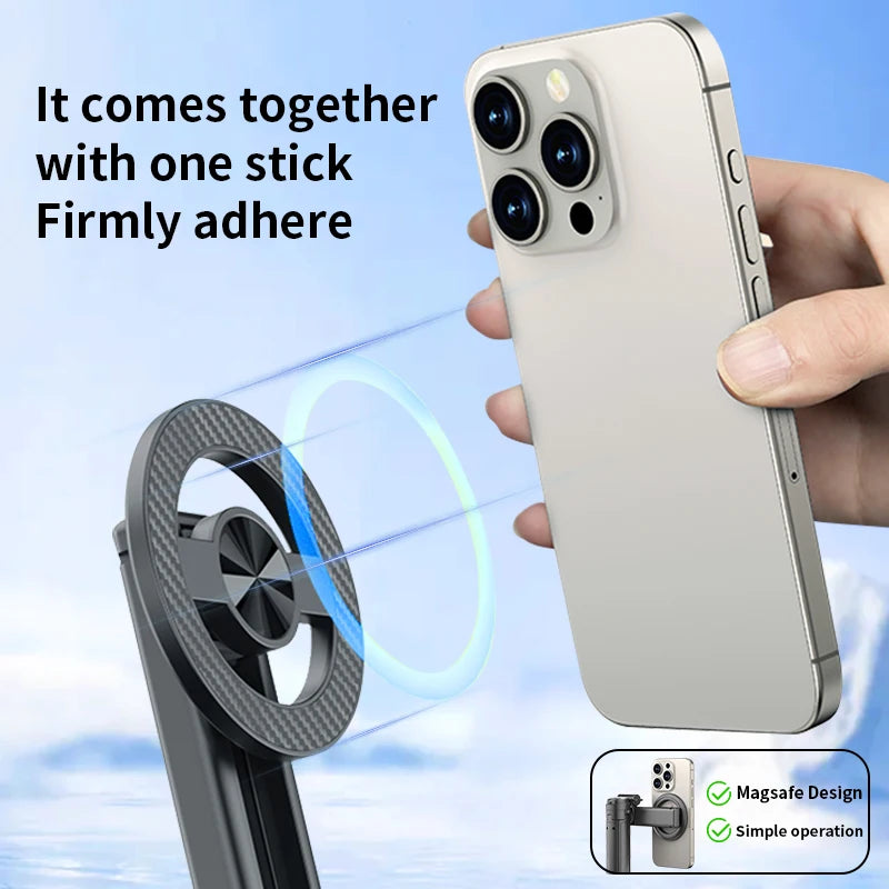 Magnetic Phone Holder 360° Rotation Pocket Selfie Stick With Bluetooth Remote