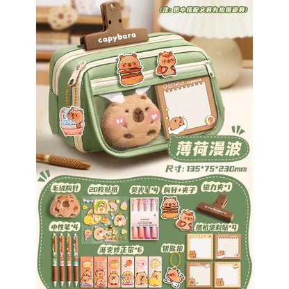 Capybara Stationery Set Students Large-Capacity Pen Pouch Creative