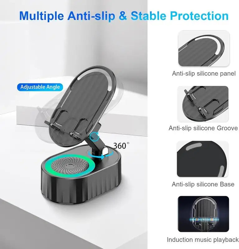 Wireless Induction Audio Bluetooth Speaker 5in1 Cellphone Holder
