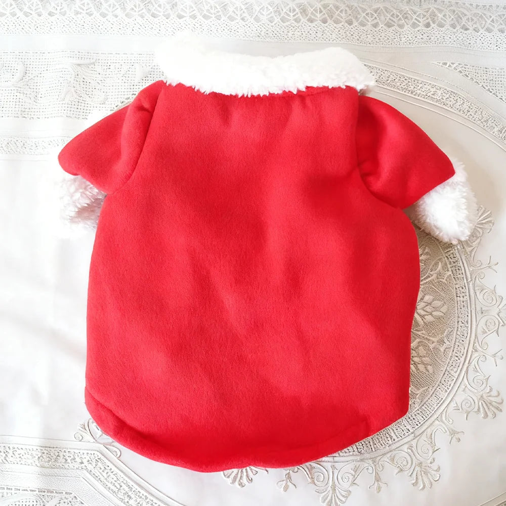 Funny Cat Costume For Christmas Festival Cute Santa Claus Cosplay Pet Jumpsuit